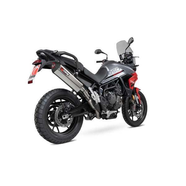 Scorpion Exhaust Triumph Tiger 850 2021 - 2023 Serket Parallel Slip-on Titanium Sleeve. Fits with panniers